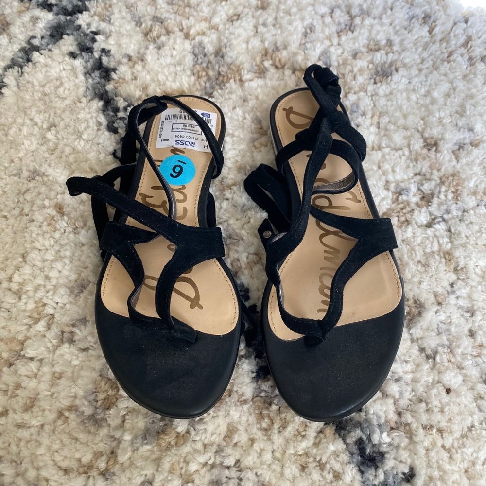 Sam Edelman Strappy Black Leg Tie Sandal NWT 6